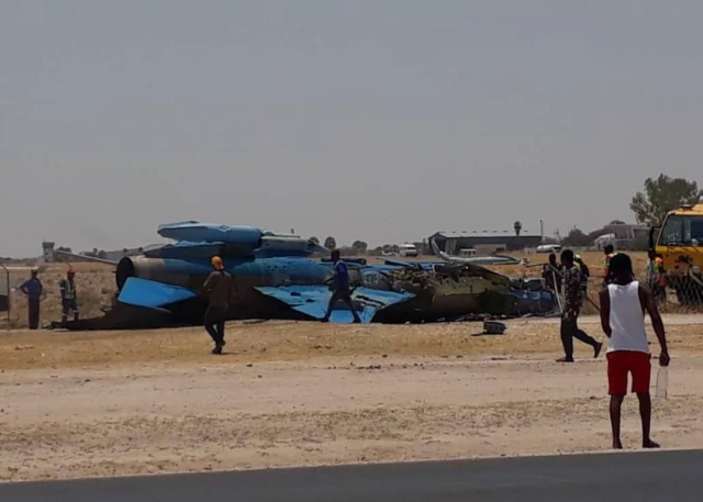 A crashed Namibia Defence Force F7.