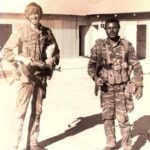 John Gartner and Steven Mpofu about to deploy on a recce task. Both men appear to be wearing Portuguese Lizard Stripe camouflage which would indicate this operation was in Mozambique.