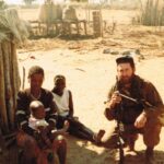 Derek is shown here on operation in Angola; part of the 44 Para task was to win “hearts and minds” of the local Angolans by rendering medical aid and assistance where needed.